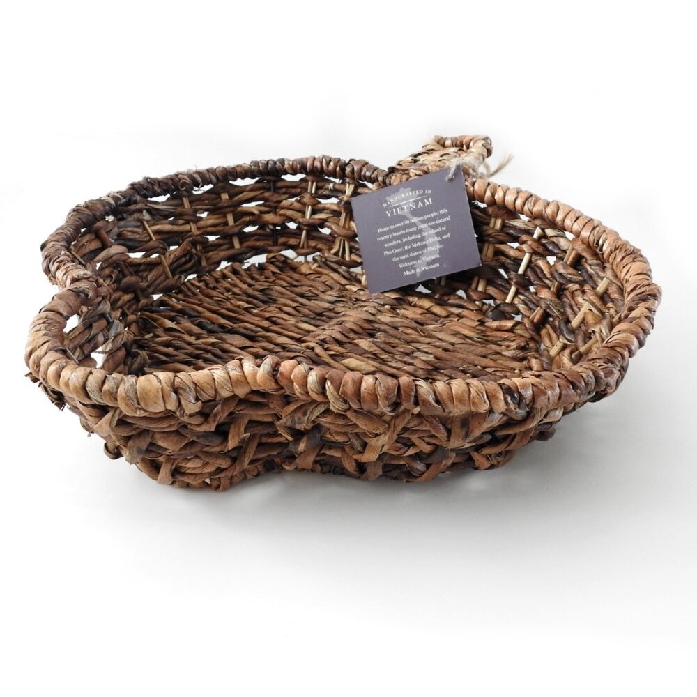 NWT Apple-Shaped Wicker Basket Handcrafted Vietnam